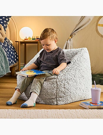 Pouf fauteuil enfant en polaire peluche douce - icon