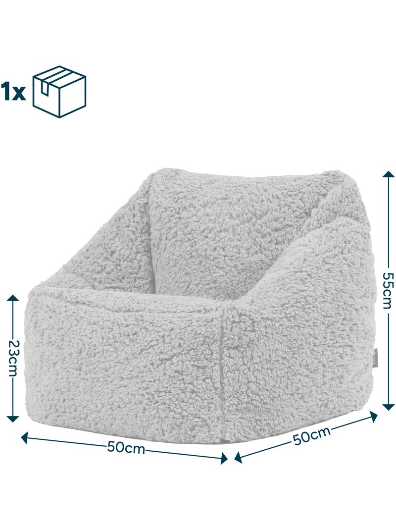 Pouf fauteuil enfant en polaire peluche douce - icon Gris clair - Kiabi