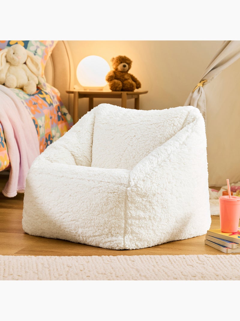 Pouf fauteuil enfant en polaire peluche douce - icon Ivoire - Kiabi