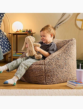 Pouf fauteuil enfant en polaire peluche douce - icon