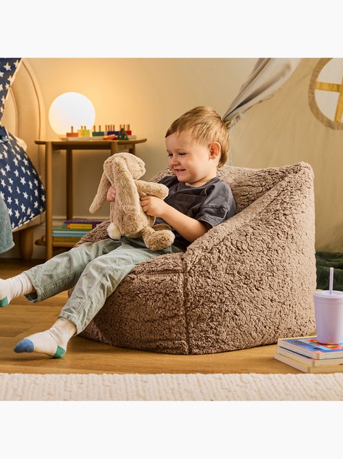 Pouf fauteuil enfant en polaire peluche douce - icon - Kiabi