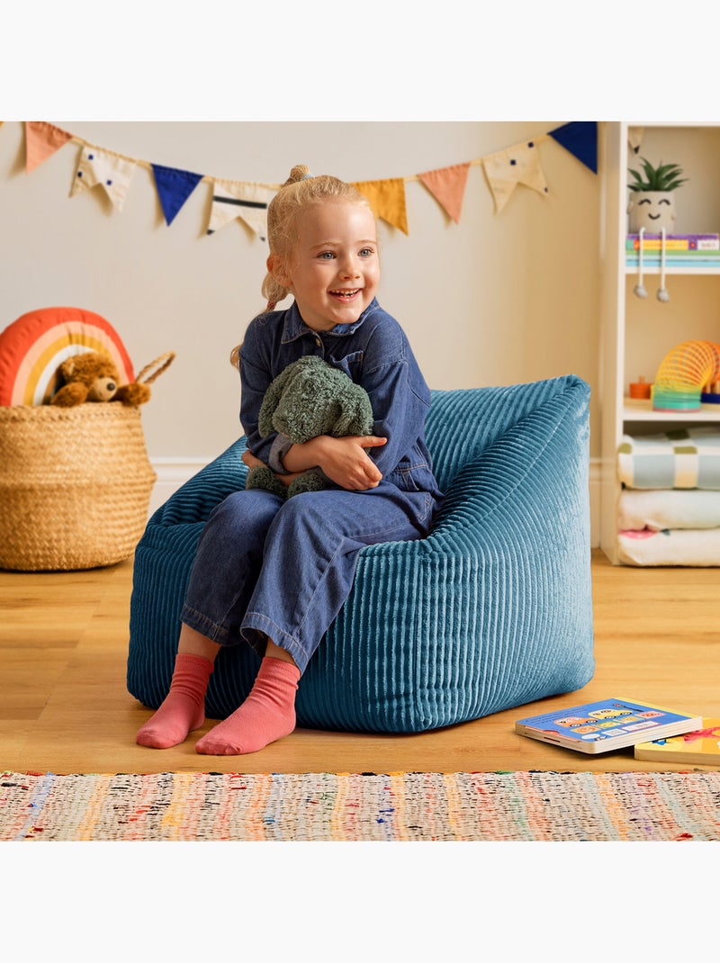 Pouf fauteuil enfant en velours côtelé - icon Bleu jean - Kiabi