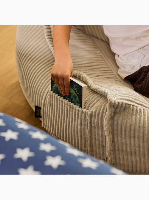 Pouf fauteuil grand enfant avec repose-pied carré assorti en velours côtelé - icon - Kiabi