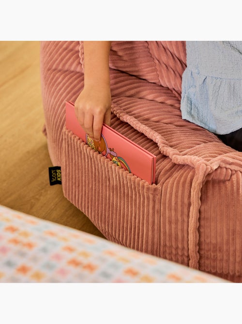Pouf fauteuil grand enfant avec repose-pied carré assorti en velours côtelé - icon - Kiabi