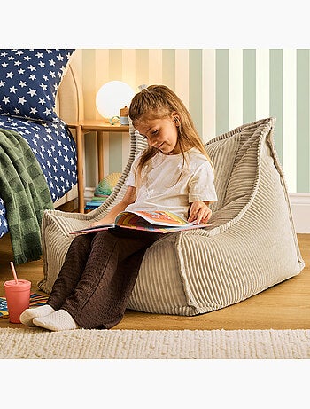 Pouf fauteuil grand enfant en velours côtelé - icon