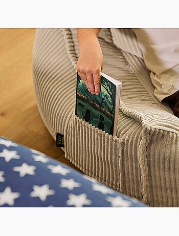 Pouf fauteuil grand enfant en velours côtelé - icon