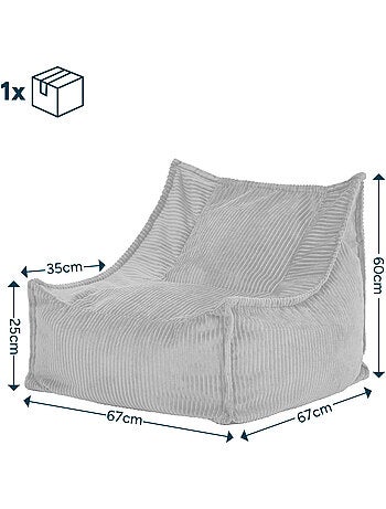 Pouf fauteuil grand enfant en velours côtelé - icon