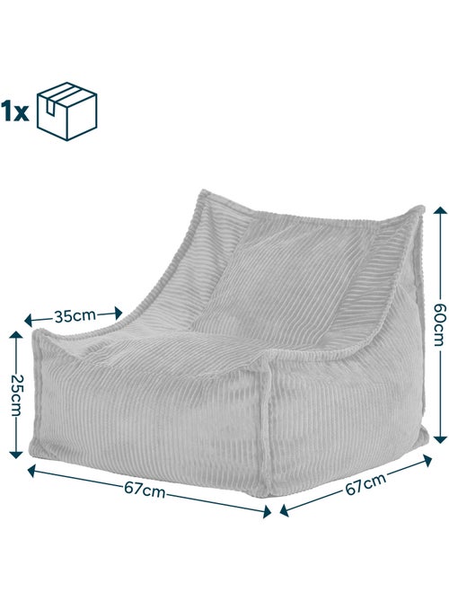 Pouf fauteuil grand enfant en velours côtelé - icon - Kiabi