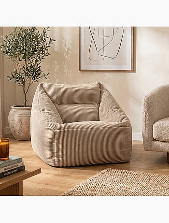 Pouf fauteuil salon natalia en velours côtelé - icon