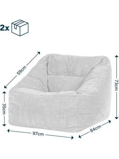 Pouf fauteuil salon natalia en velours côtelé - icon - Kiabi