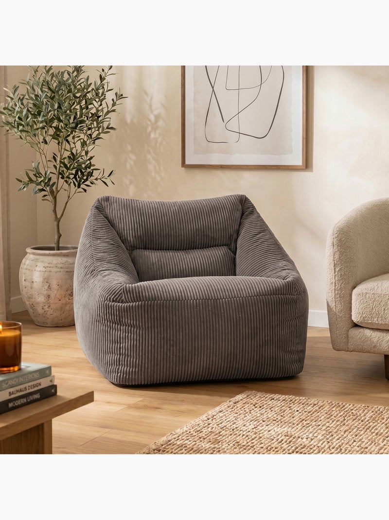 Pouf fauteuil salon natalia en velours côtelé - icon gris anthracite - Kiabi