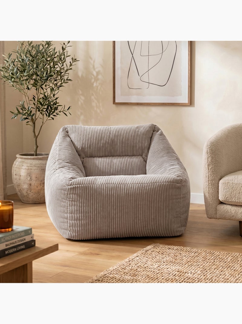 Pouf fauteuil salon natalia en velours côtelé - icon Gris clair - Kiabi