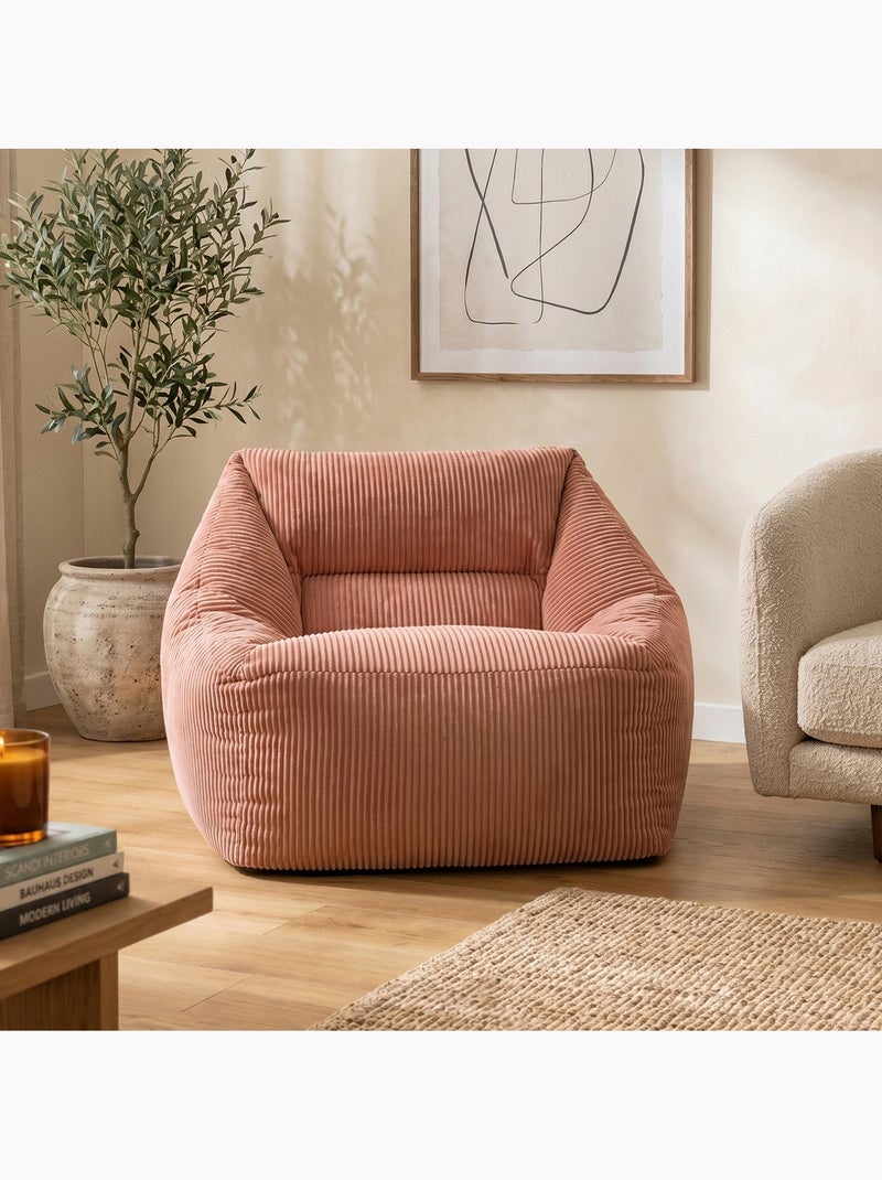 Pouf fauteuil salon natalia en velours côtelé - icon Rose clair - Kiabi