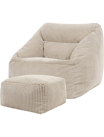 Pouf fauteuil salon natalia et repose-pied carré amara en velours côtelé - icon