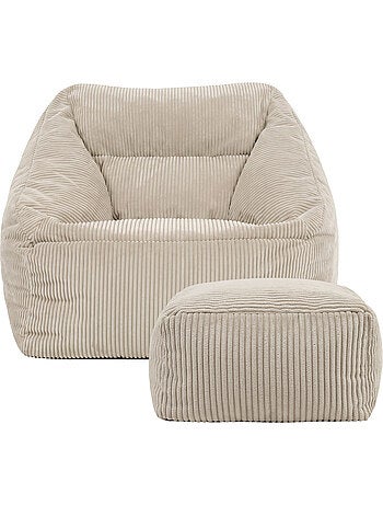 Pouf fauteuil salon natalia et repose-pied carré amara en velours côtelé - icon