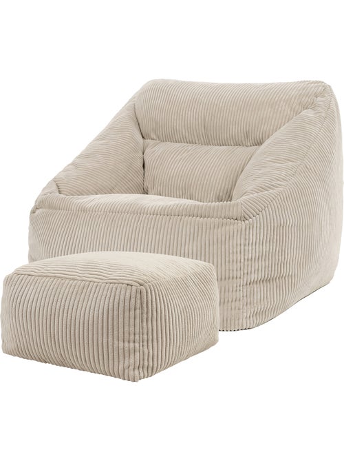 Pouf fauteuil salon natalia et repose-pied carré amara en velours côtelé - icon - Kiabi