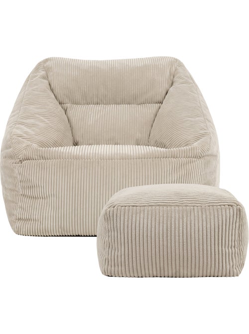 Pouf fauteuil salon natalia et repose-pied carré amara en velours côtelé - icon - Kiabi