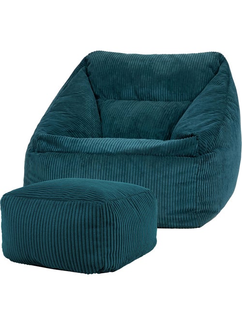 Pouf fauteuil salon natalia et repose-pied carré amara en velours côtelé - icon - Kiabi