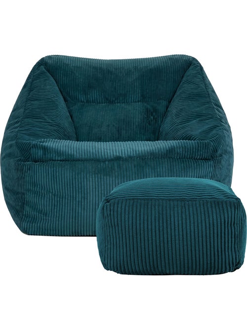 Pouf fauteuil salon natalia et repose-pied carré amara en velours côtelé - icon - Kiabi