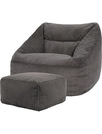 Pouf fauteuil salon natalia et repose-pied carré amara en velours côtelé - icon