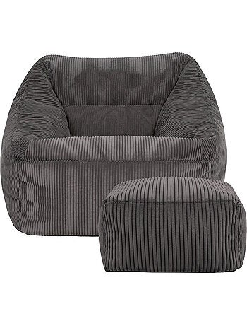 Pouf fauteuil salon natalia et repose-pied carré amara en velours côtelé - icon