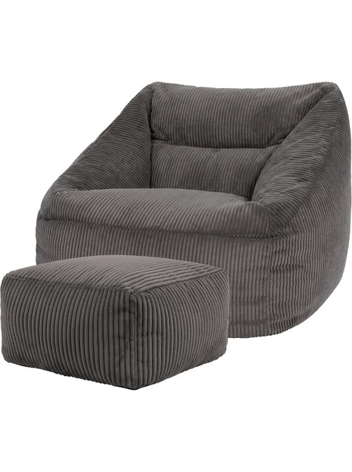 Pouf fauteuil salon natalia et repose-pied carré amara en velours côtelé - icon - Kiabi