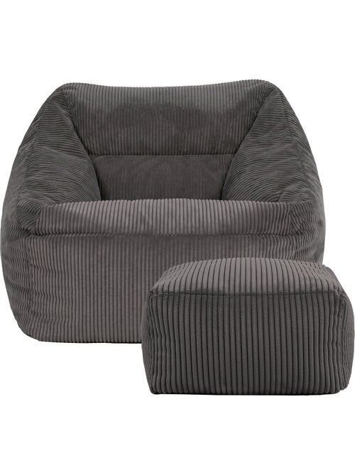 Pouf fauteuil salon natalia et repose-pied carré amara en velours côtelé - icon - Kiabi