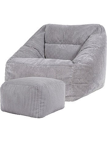 Pouf fauteuil salon natalia et repose-pied carré amara en velours côtelé - icon