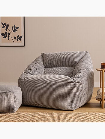 Pouf fauteuil salon natalia et repose-pied carré amara en velours côtelé - icon