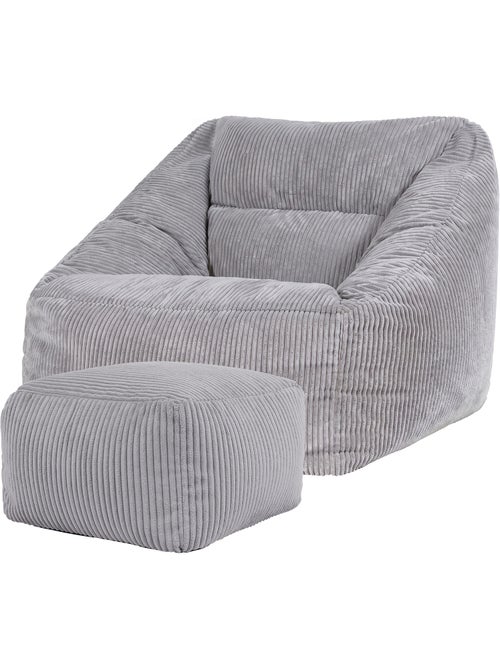 Pouf fauteuil salon natalia et repose-pied carré amara en velours côtelé - icon - Kiabi