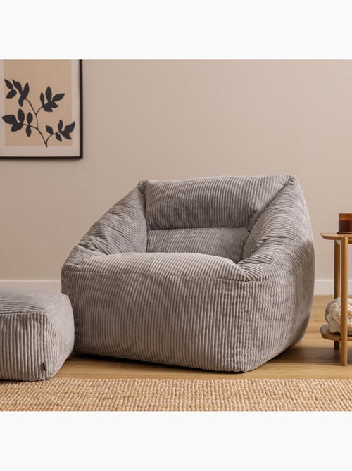 Pouf fauteuil salon natalia et repose-pied carré amara en velours côtelé - icon - Kiabi
