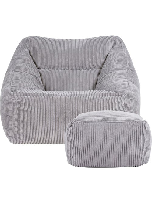Pouf fauteuil salon natalia et repose-pied carré amara en velours côtelé - icon - Kiabi