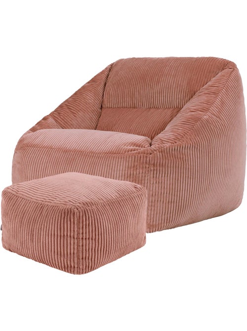 Pouf fauteuil salon natalia et repose-pied carré amara en velours côtelé - icon - Kiabi