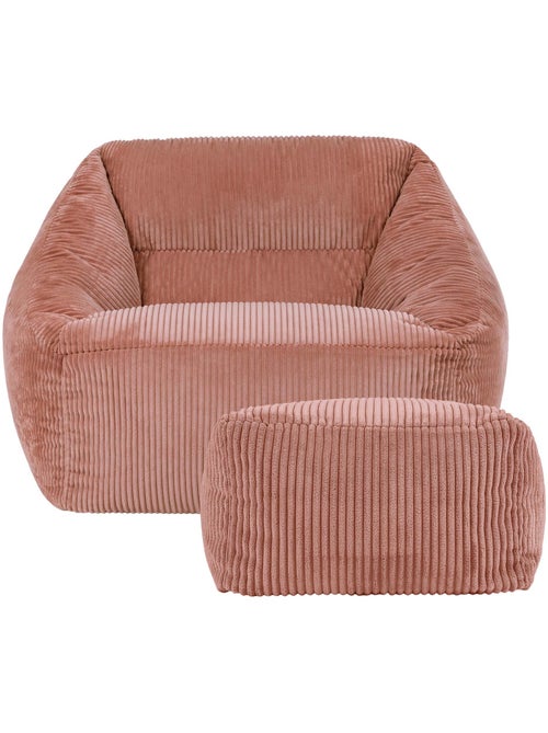 Pouf fauteuil salon natalia et repose-pied carré amara en velours côtelé - icon - Kiabi