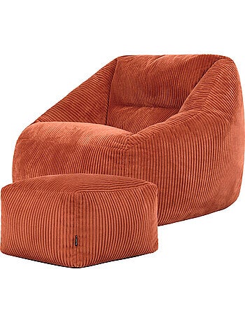 Pouf fauteuil salon natalia et repose-pied carré amara en velours côtelé - icon