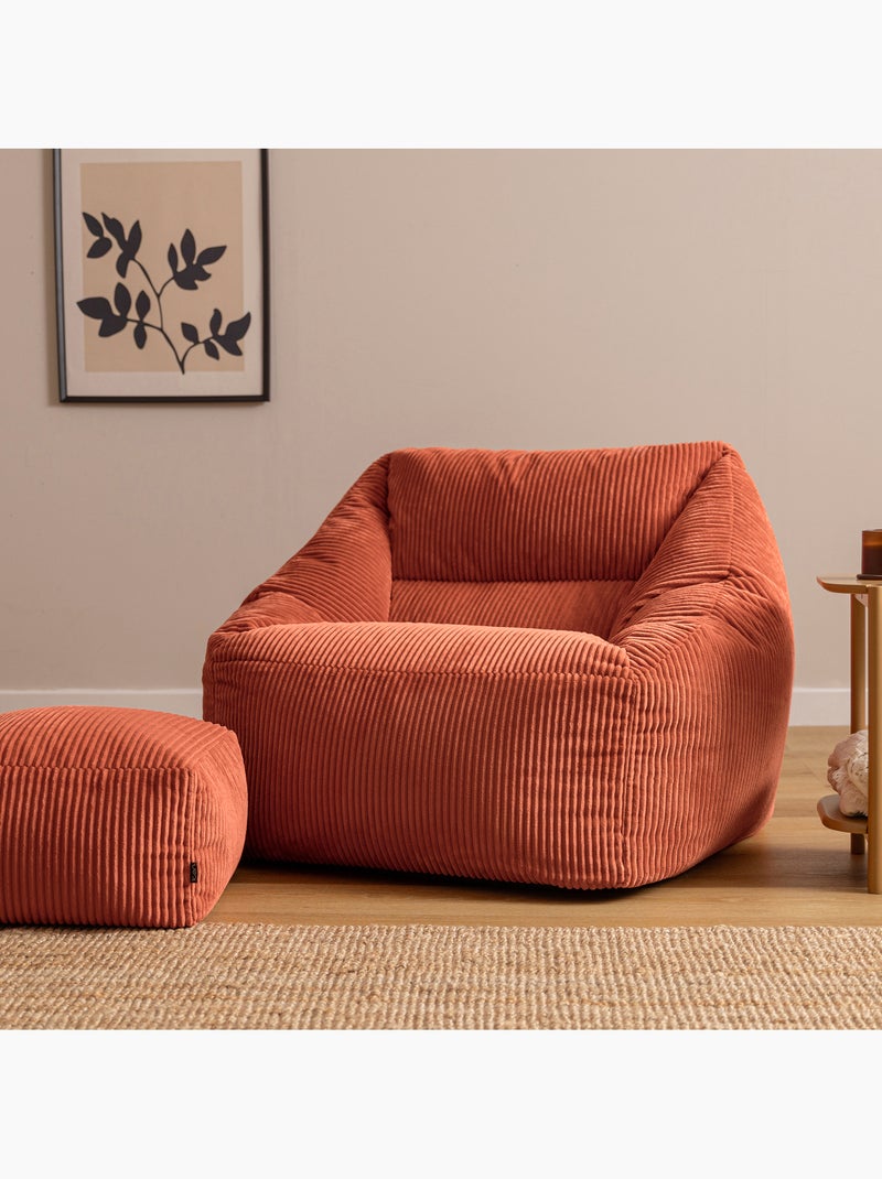 Pouf fauteuil salon natalia et repose-pied carré amara en velours côtelé - icon Terracotta - Kiabi