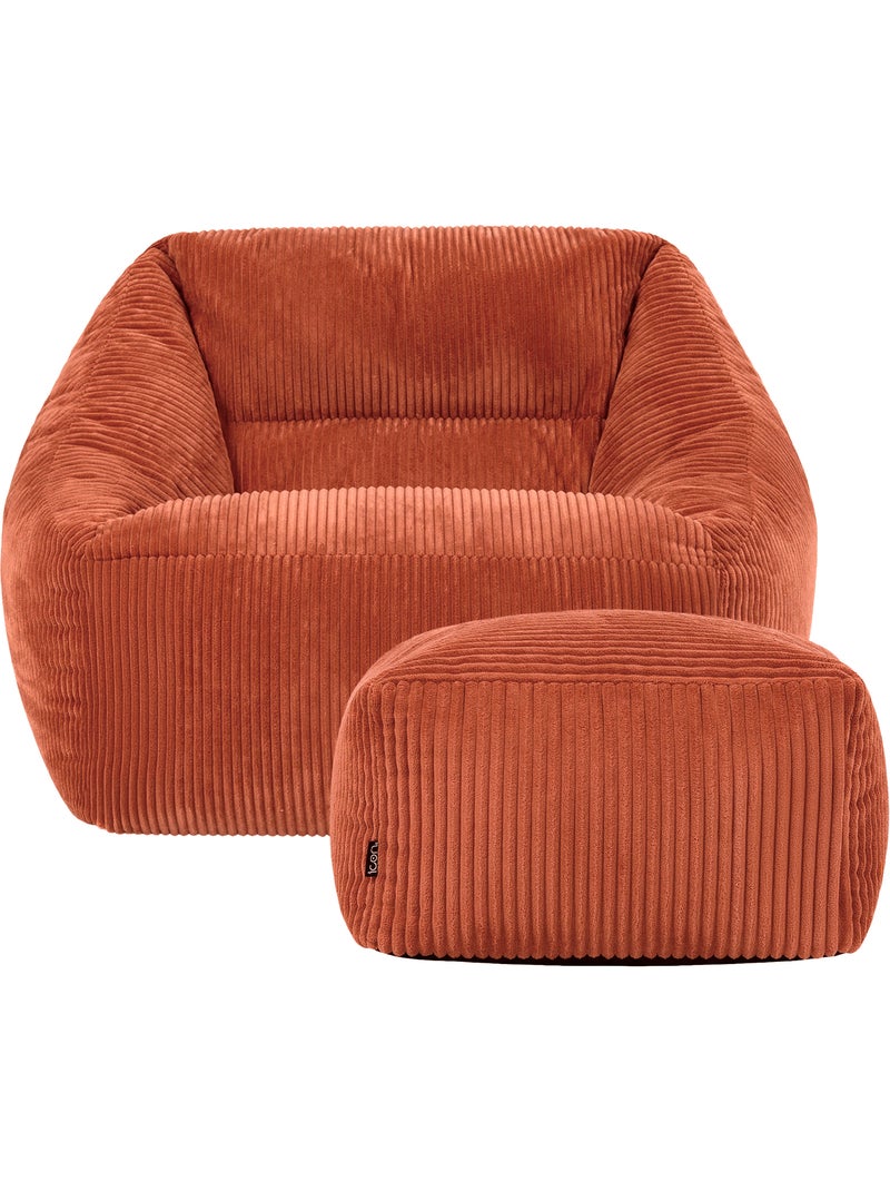 Pouf fauteuil salon natalia et repose-pied carré amara en velours côtelé - icon Terracotta - Kiabi