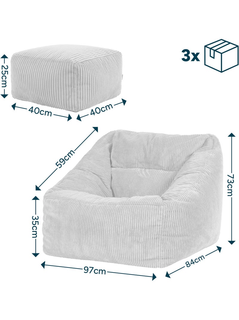Pouf fauteuil salon natalia et repose-pied carré amara en velours côtelé - icon Terracotta - Kiabi