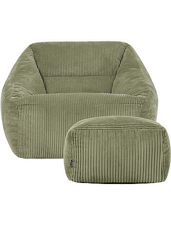 Pouf fauteuil salon natalia et repose-pied carré amara en velours côtelé - icon