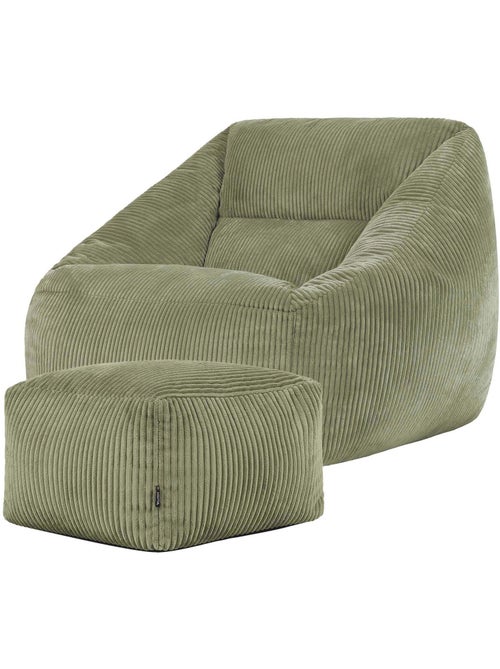 Pouf fauteuil salon natalia et repose-pied carré amara en velours côtelé - icon - Kiabi