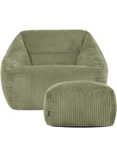 Pouf fauteuil salon natalia et repose-pied carré amara en velours côtelé - icon - Kiabi