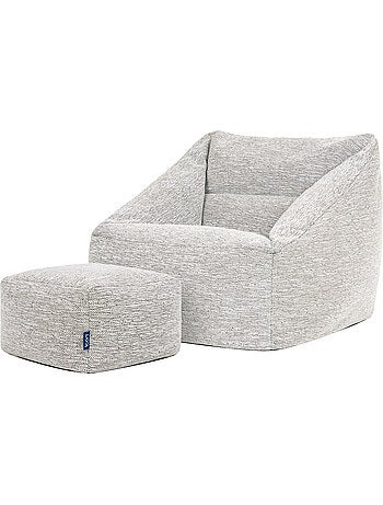 Pouf fauteuil salon natalia et repose-pied carré en tissu tissé - icon
