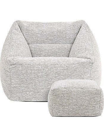 Pouf fauteuil salon natalia et repose-pied carré en tissu tissé - icon