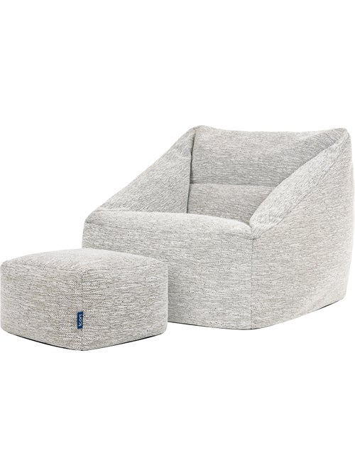 Pouf fauteuil salon natalia et repose-pied carré en tissu tissé - icon - Kiabi