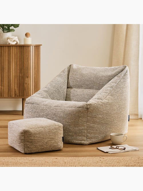 Pouf fauteuil salon natalia et repose-pied carré en tissu tissé - icon - Kiabi