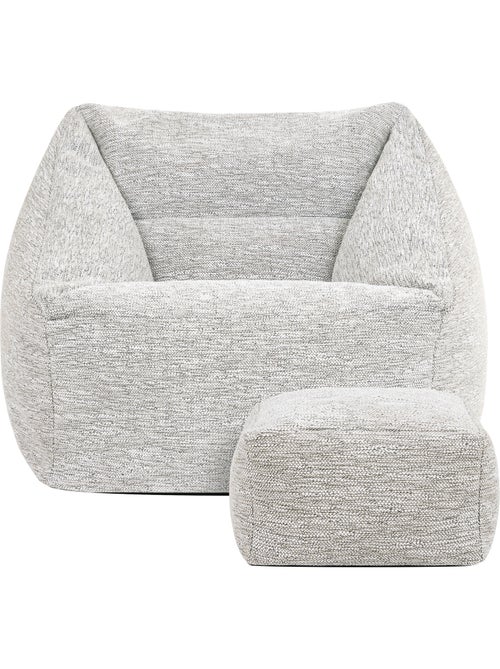 Pouf fauteuil salon natalia et repose-pied carré en tissu tissé - icon - Kiabi