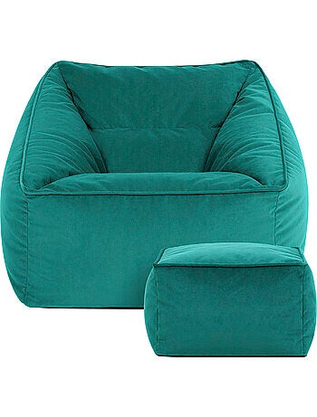 Pouf fauteuil salon natalia et repose-pied carré en velours mat - icon