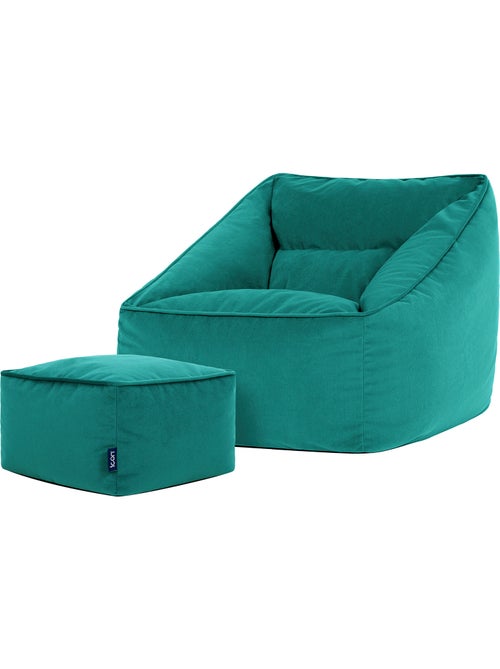 Pouf fauteuil salon natalia et repose-pied carré en velours mat - icon - Kiabi