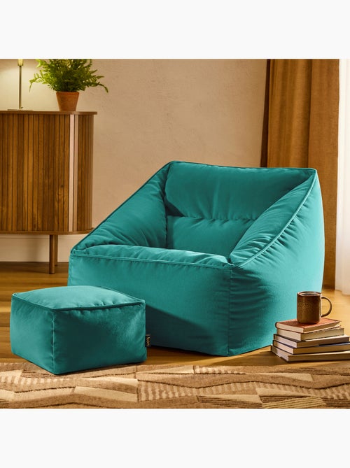 Pouf fauteuil salon natalia et repose-pied carré en velours mat - icon - Kiabi