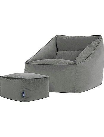 Pouf fauteuil salon natalia et repose-pied carré en velours mat - icon